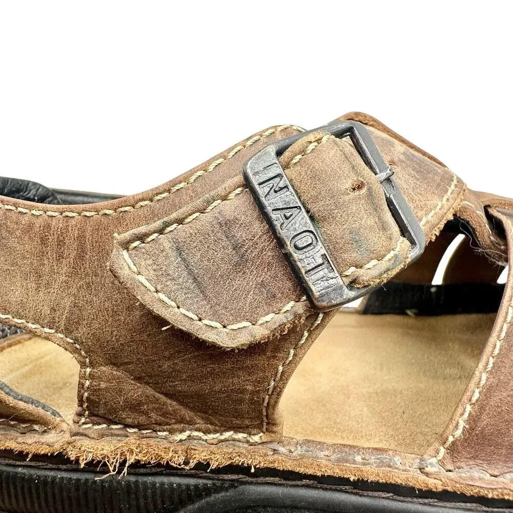 NAOT | Men | Julius Brown Leather Fisherman Buckle Strap Sandals | EU 46 US 13